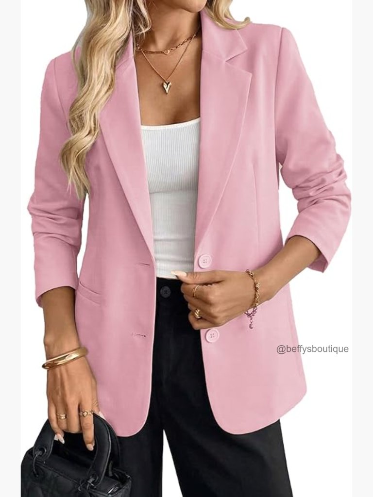 Business Casual Blazer For Women, Long Sleeve Boyfriend Fit Work Office Jacket
